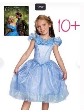 2015 Disney Cinderella Girls Costume Dress Blue Size LG 10-12 Live Action Movie